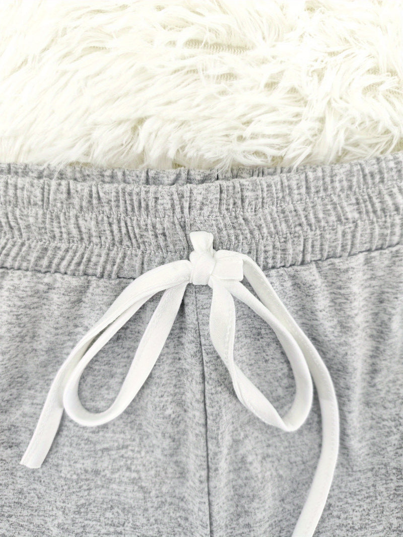 Women's Set PARIS Letter Print White Banded Crew Neck Short Sleeve T-Shirt.