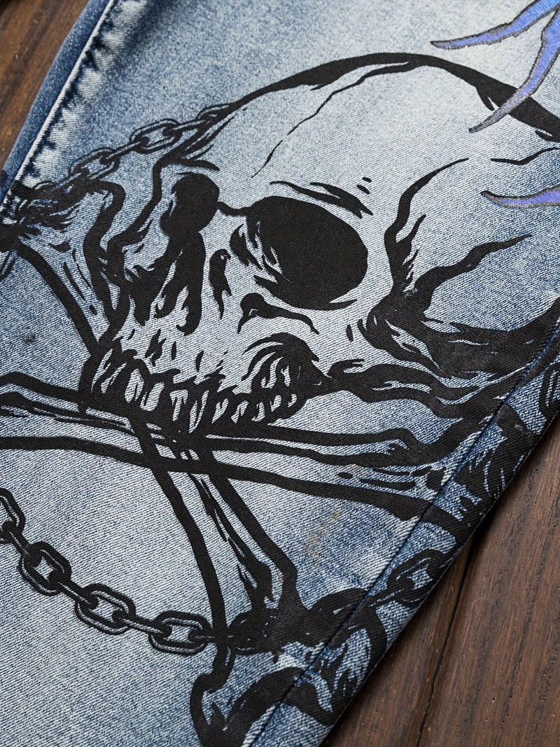 Men's Punk Jeans - Skinny fit Stretch Blue jeans.