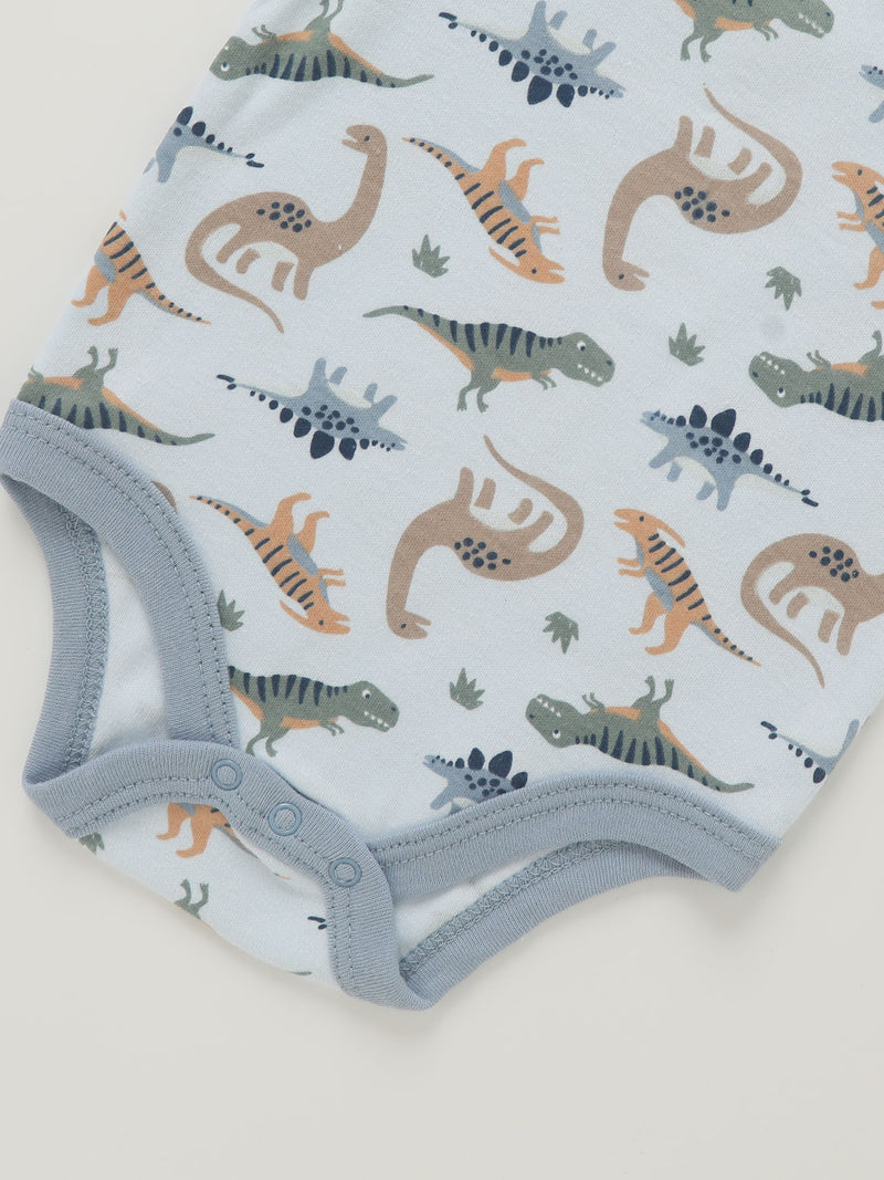 6pcs Newborn Baby Romper with Dinosaur and Truck Embroidery.