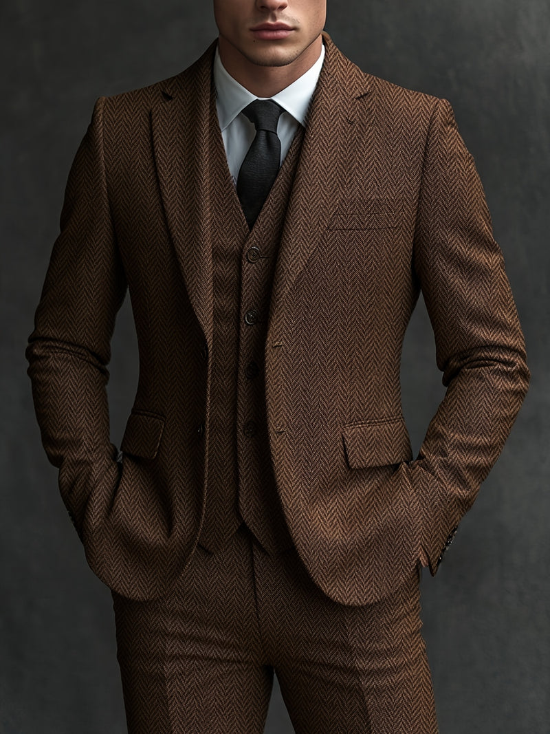 Wool Blend Herringbone Tweed.