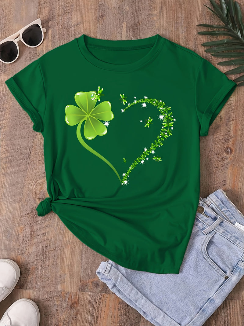 Round neck T-shirt in small and plus sizes, summer/spring Women's top.