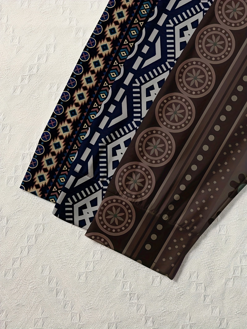 Set of 3 Printed Women's Pants with a Tapered Design, Suitable for All Seasons.