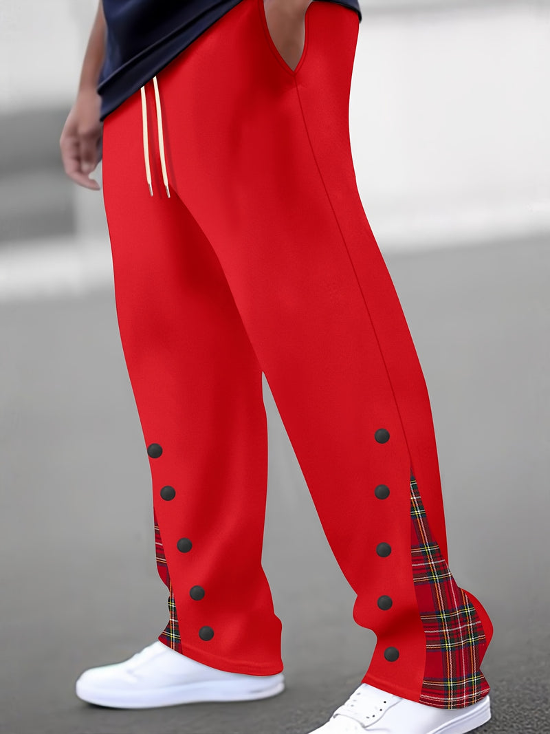 Men's Cuffed Button-tab Trousers, Stylish Sport Casual Pants.