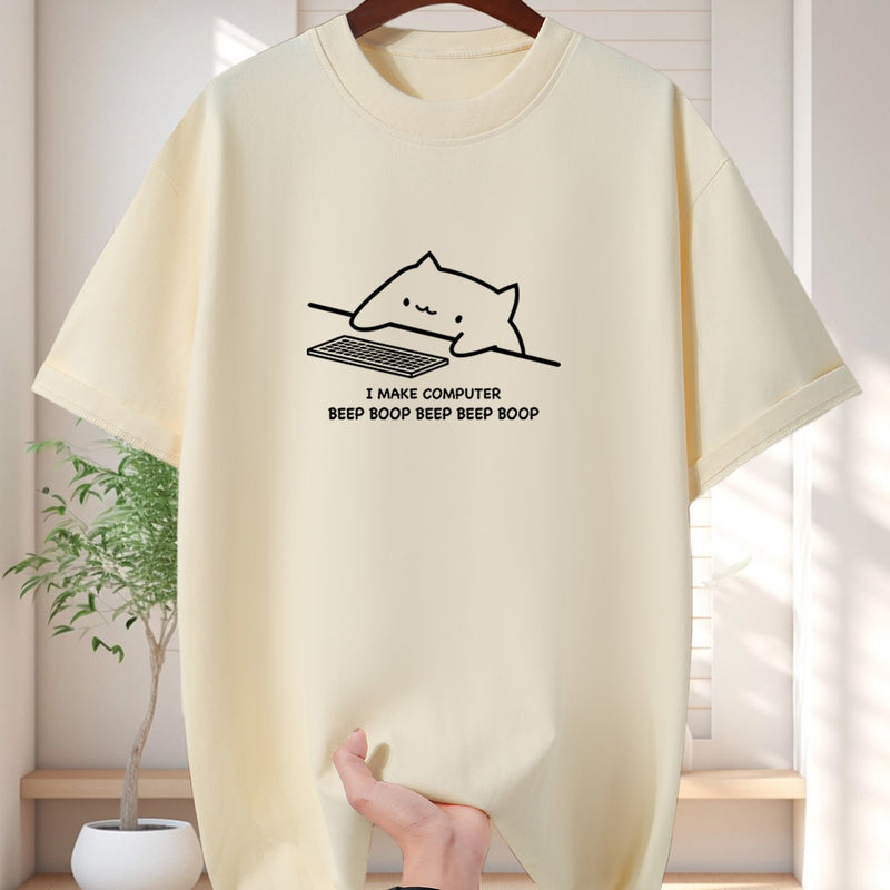 Men's Pure Cotton New Fashion Letter Design Print Casual Short Sleeve.