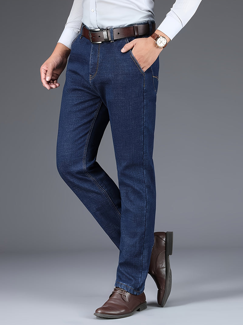 Jeans for Men's business straight stretch pants.