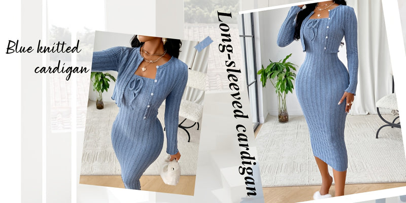 A Women's Casual And Stylish Solid Color Dress with a Bow Tie Neckline.