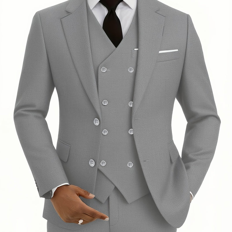 A Men'S Three-Piece Suit, Including a Blazer, Vest, And Trousers, High-Quality.
