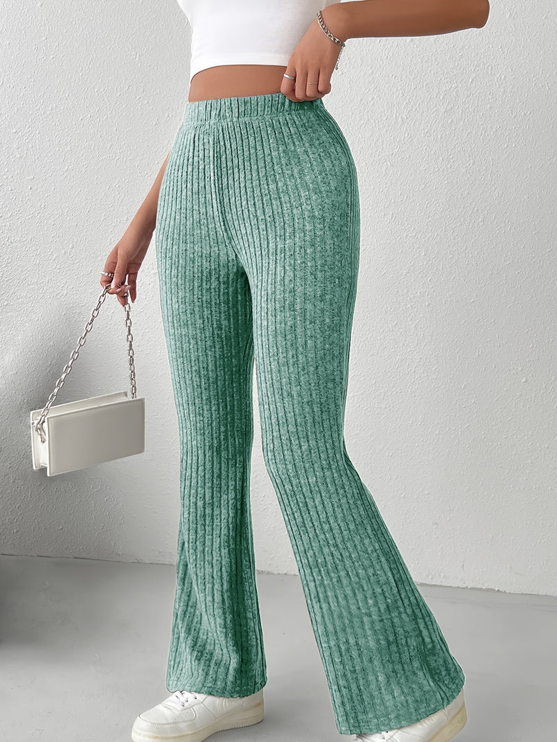Women's Plus Size Autumn/Winter Ribbed Elastic Waist Slightly Flared.
