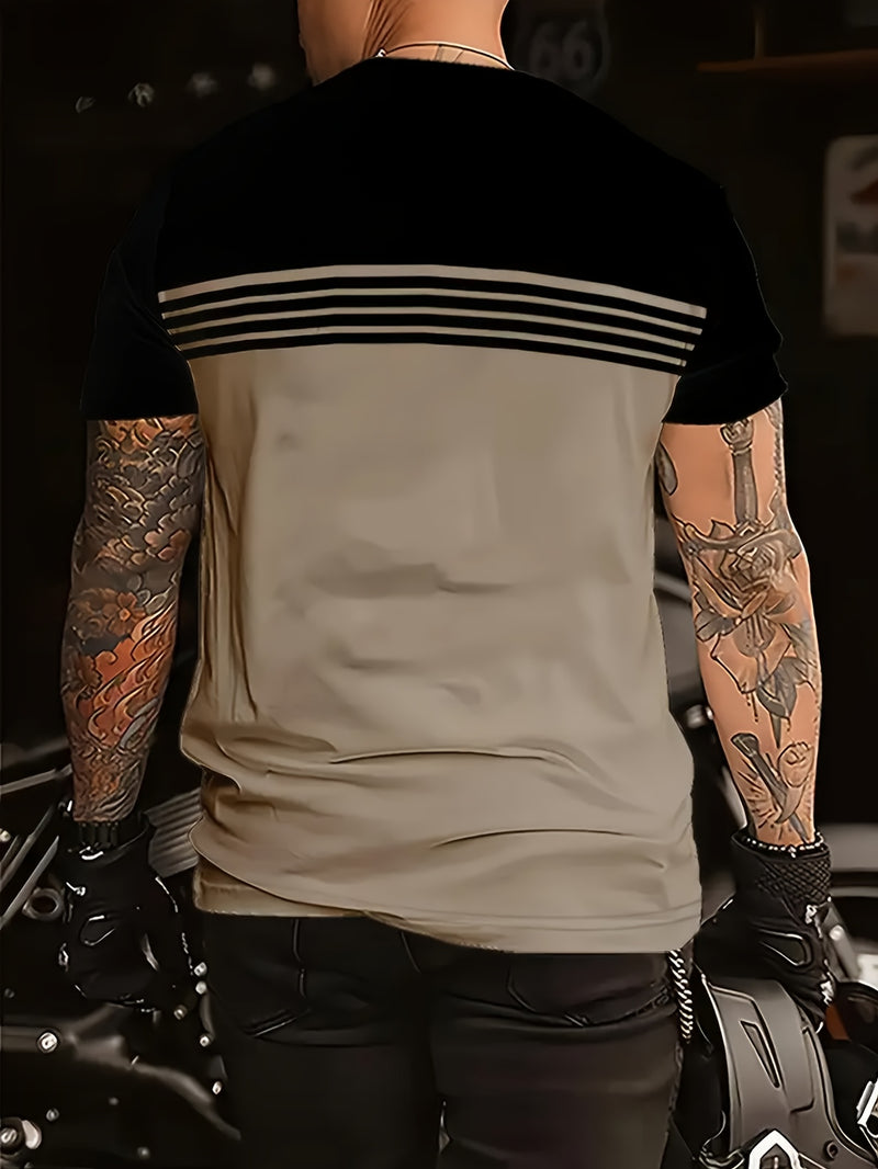 3pcs Men's Striped Short Sleeve T-Shirts.