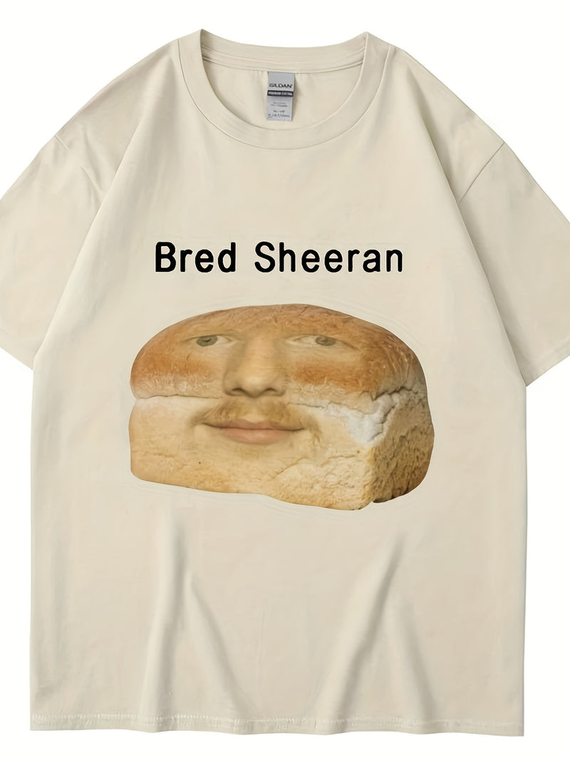 Men’s New Stylish And Funny Bread Sheeran Meme Print T-Shirt.