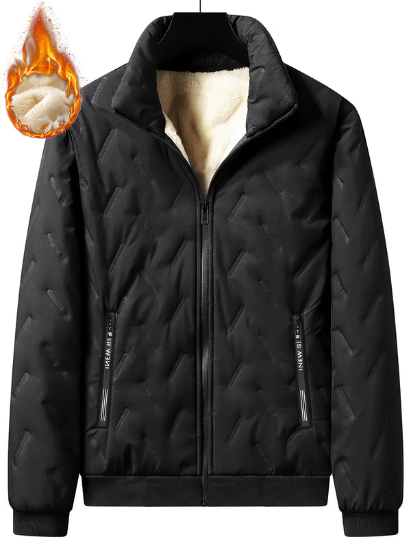 Men'S Winter Fashion Fleece Jacket with Zippered Pockets.