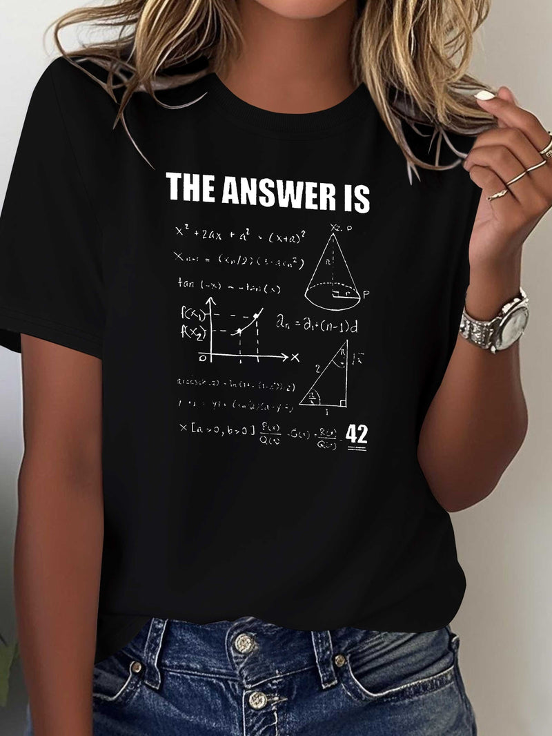 Women's Pure T-Shirt with Math-Themed Print.