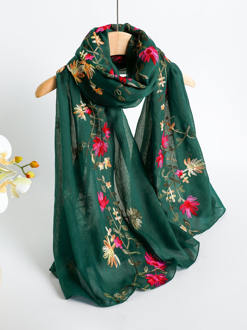 Women's Floral Embroidered Scarf Shawl.