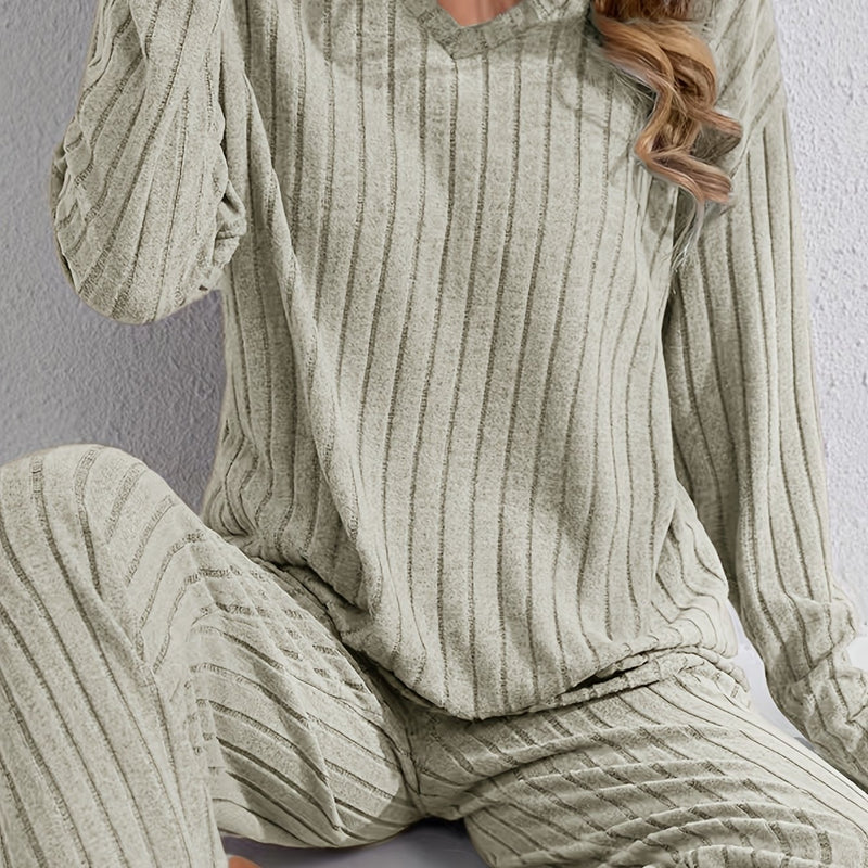 Women’s Simple Long Sleeve and Pants Solid Color Comfortable Fashion.