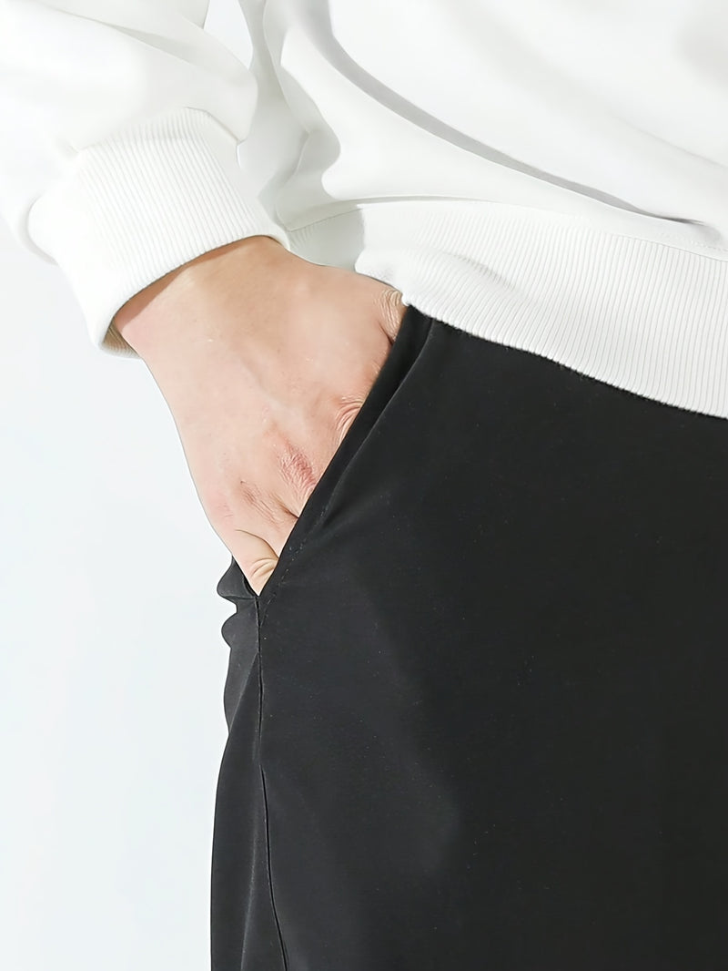 Men's Casual Cargo Pants with Multiple Pockets & Letter Print.