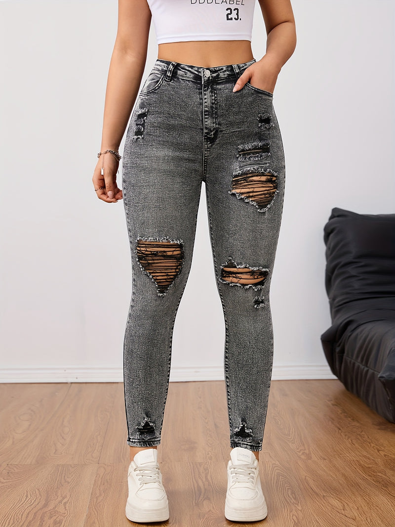 Women's Skinny Jeans - Stretchy Non-Belted Pants.