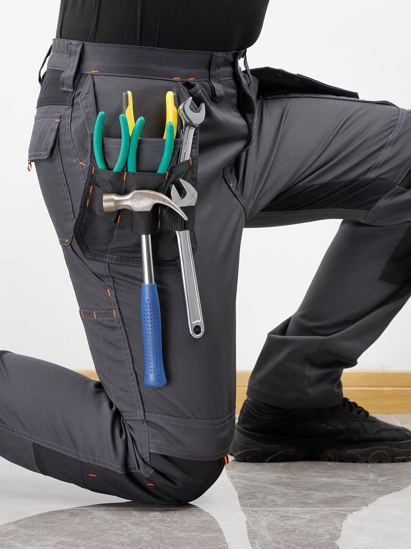 Men's Elastic Cargo Pants with Multiple Pockets, All-Season Style.