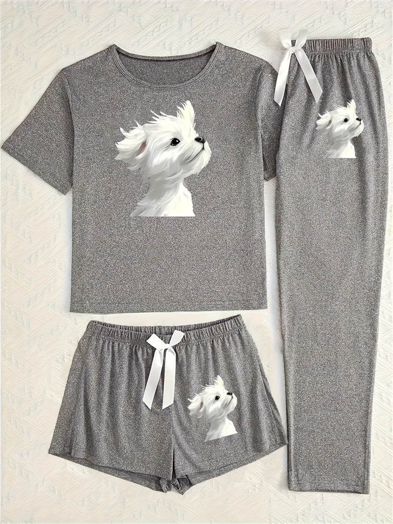 Top+Shorts+Pants 3pcs Set: Women's Summer/Fall Trendy Vacation Wear.