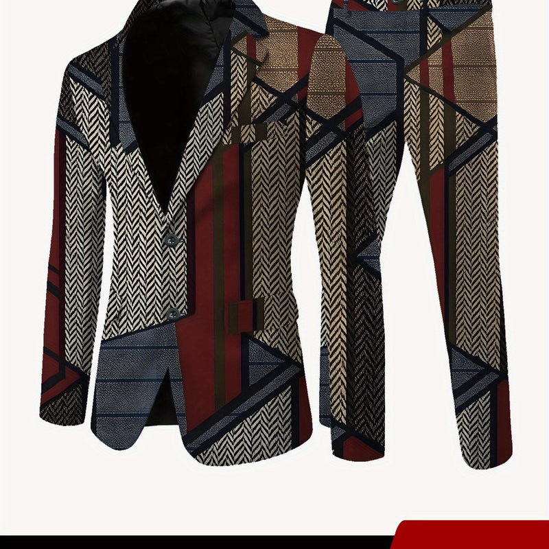 Men'S Plus-Size Suit Set Featuring a Blazer And Trousers.