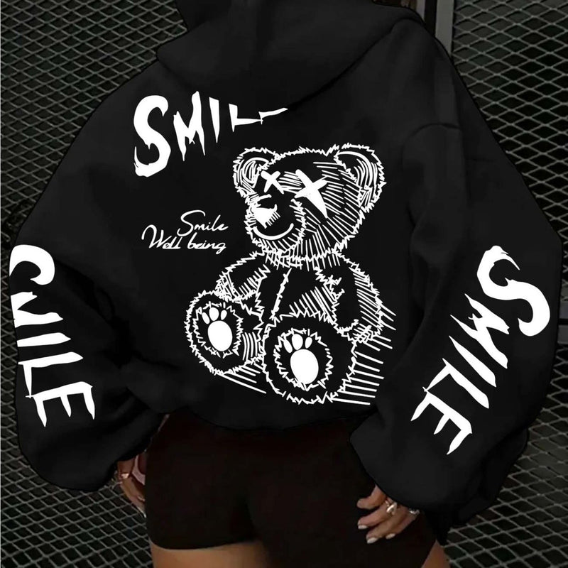 Women's clothing cartoon streetwear graphic print hoodie.