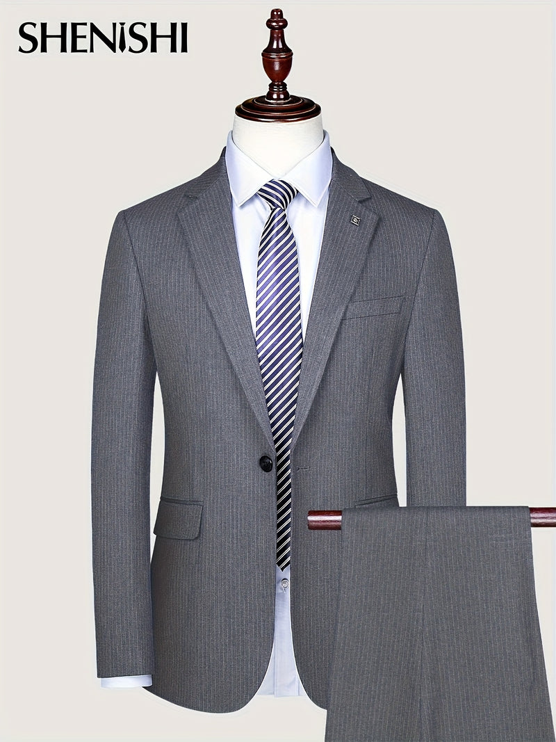Men's Two-Piece Suit Set - Business & Casual Wear, Slim Fit.