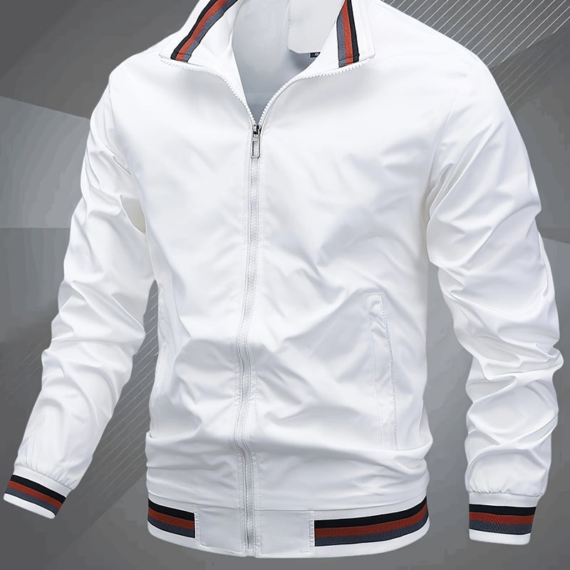 Men's Classic Design Baseball Collar Jacket For Spring Fall.