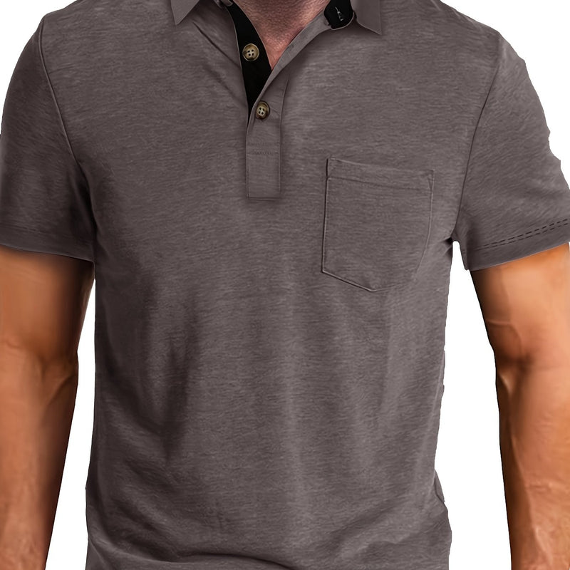 Men's Plaid Collar Pocket T-shirt.