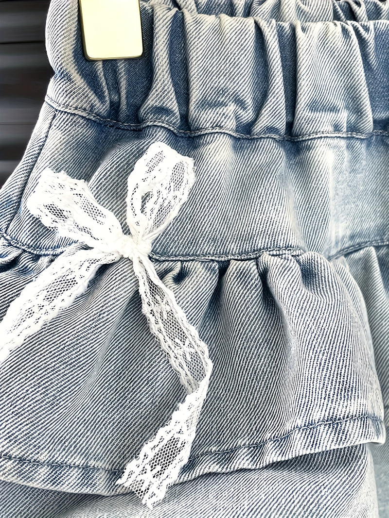 Girls' Cake Denim Shorts - Summer Lightweight Korean Style.