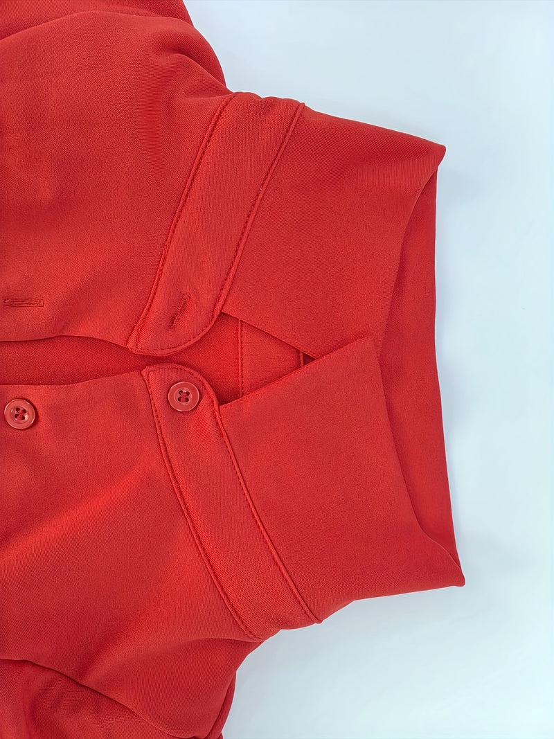 Women’s Single-Breasted Lapel Top, Tie-Up Two-Piece Set.