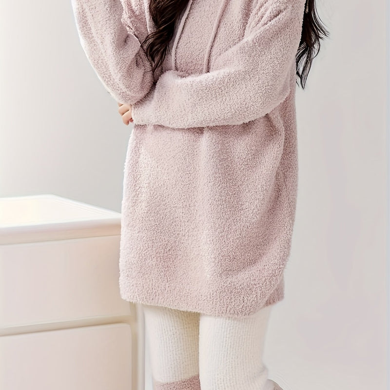 2pcs Women’s Autumn and Winter Thickened Warm Pajama Set.