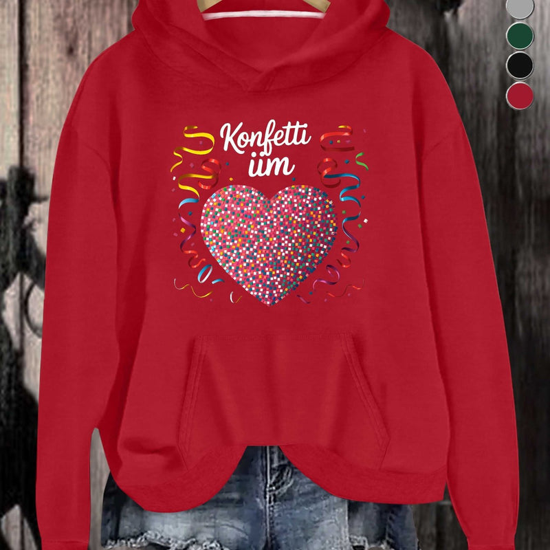 Festive Confetti Heart Women's Hoodies.