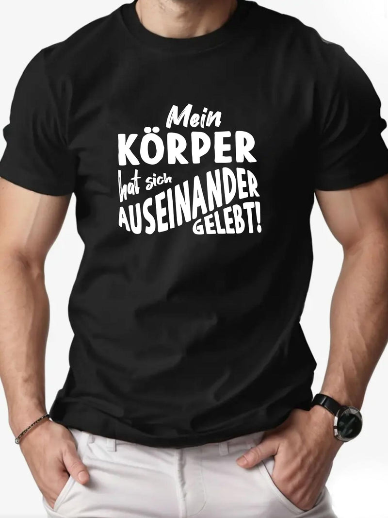 Men's KOPPER English Pattern Summer Casual Crew Neck Short T-Shirt.