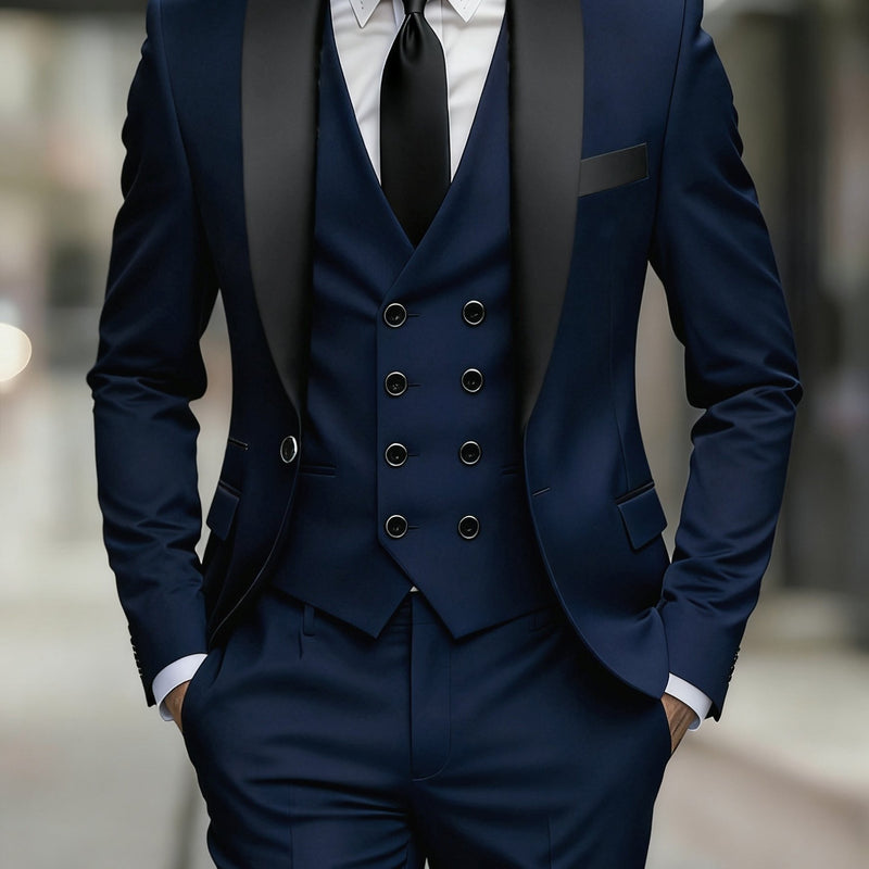 Business Style Men's 3pcs Suit Set with Suit.
