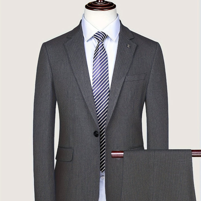 Men's Two-Piece Suit Set - Business & Casual Wear, Slim Fit.