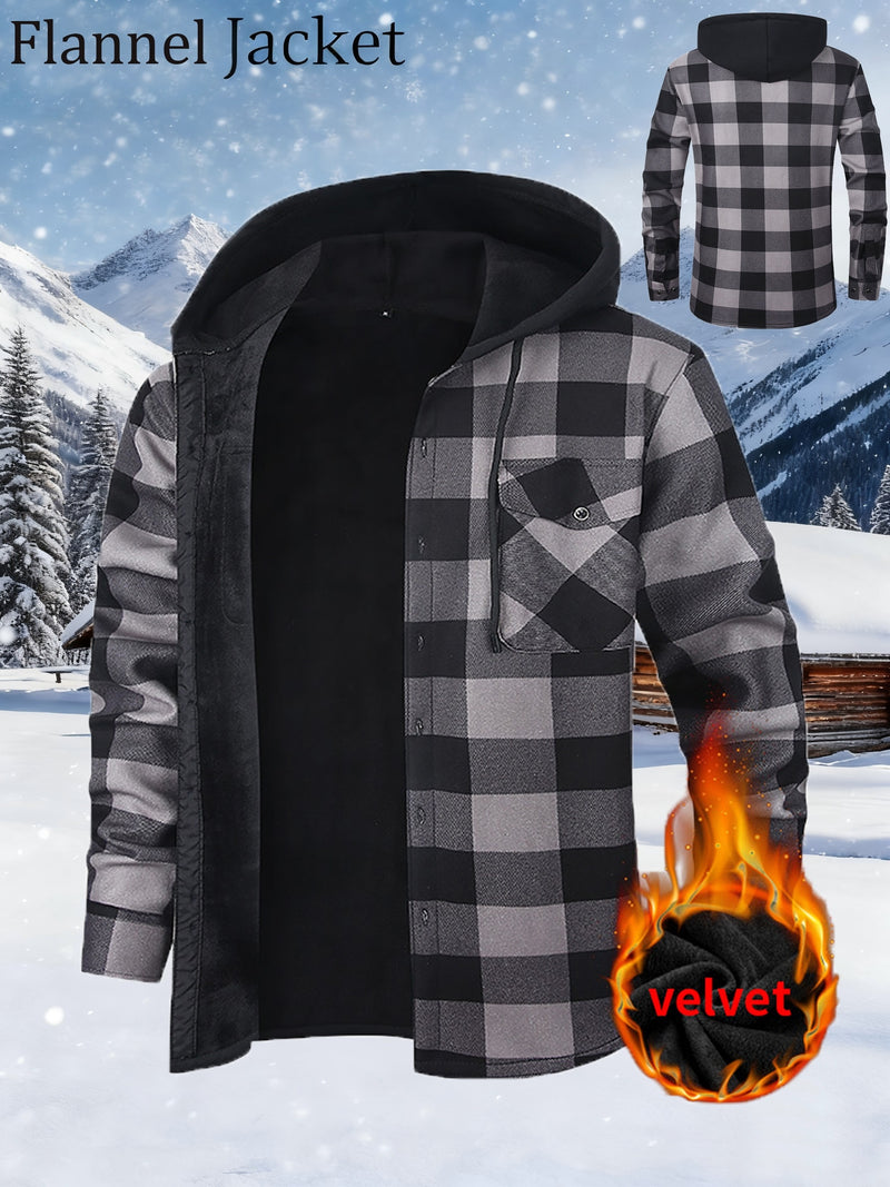 Men's Plush Flannel Shirt Jacket.