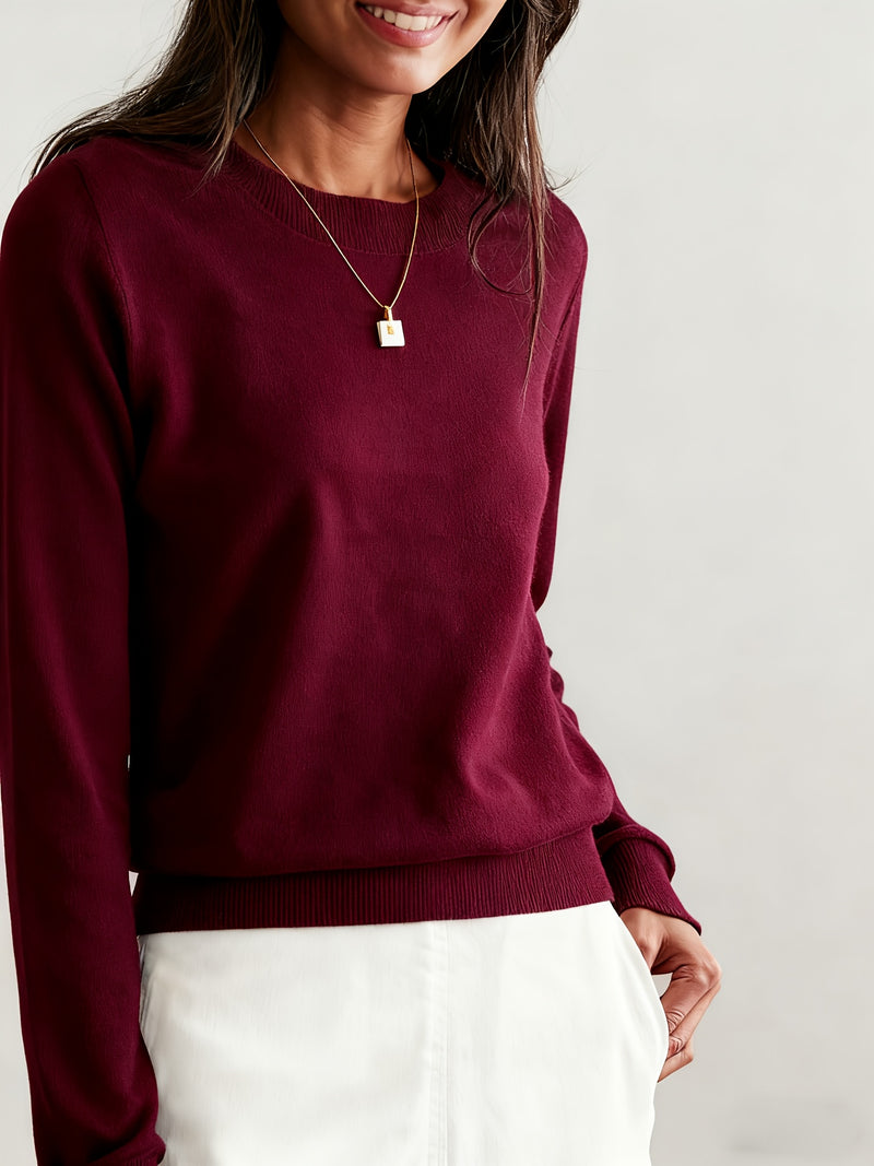 Women's Fashion Round Neck High-end Versatile Base Layer Top.