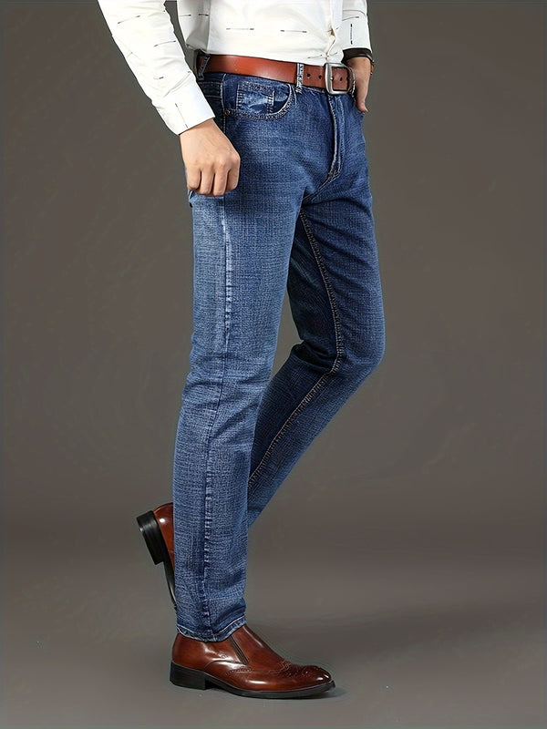 New Seasonal Chinese-Style Straight-Leg Jeans for Men.