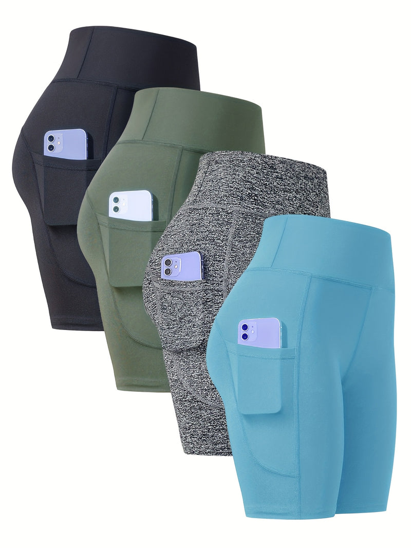 4-Pack Women’s Athletic Shorts, Fashion Yoga Shorts.