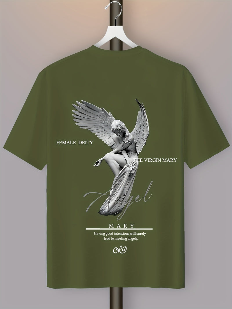 Men'S Casual Street Style Angel Graphic T-Shirt.