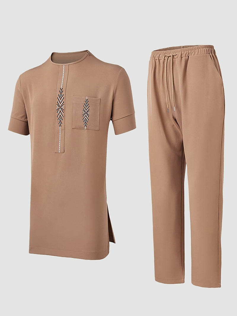 Men'S African Dashiki Short-Sleeve Set Featuring a Comfortable.