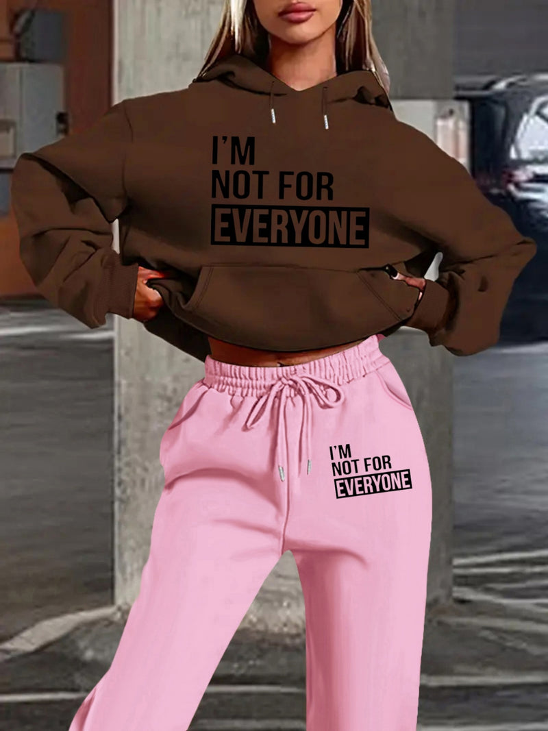 Women's European and American Fashion -Lined Hooded Sweatshirt and Pants.