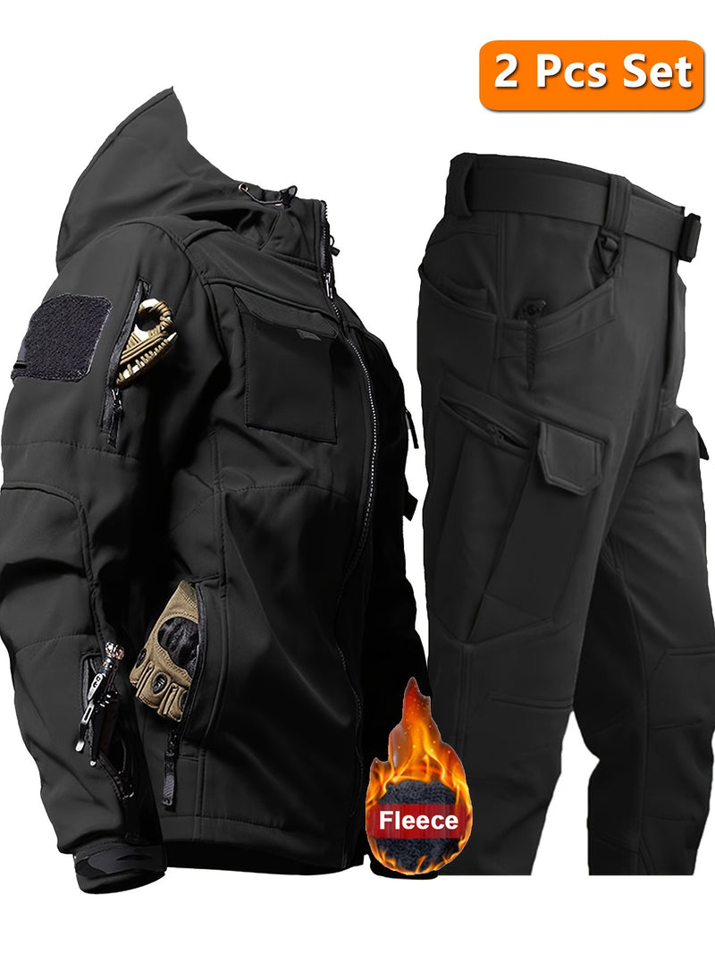 Autumn and Winter Men's  Fleece-Lined Two-Piece Set.