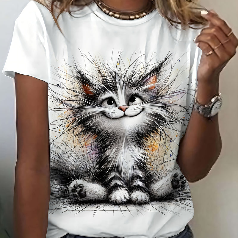 Elegant Women's Short Sleeve Round Neck Crew.