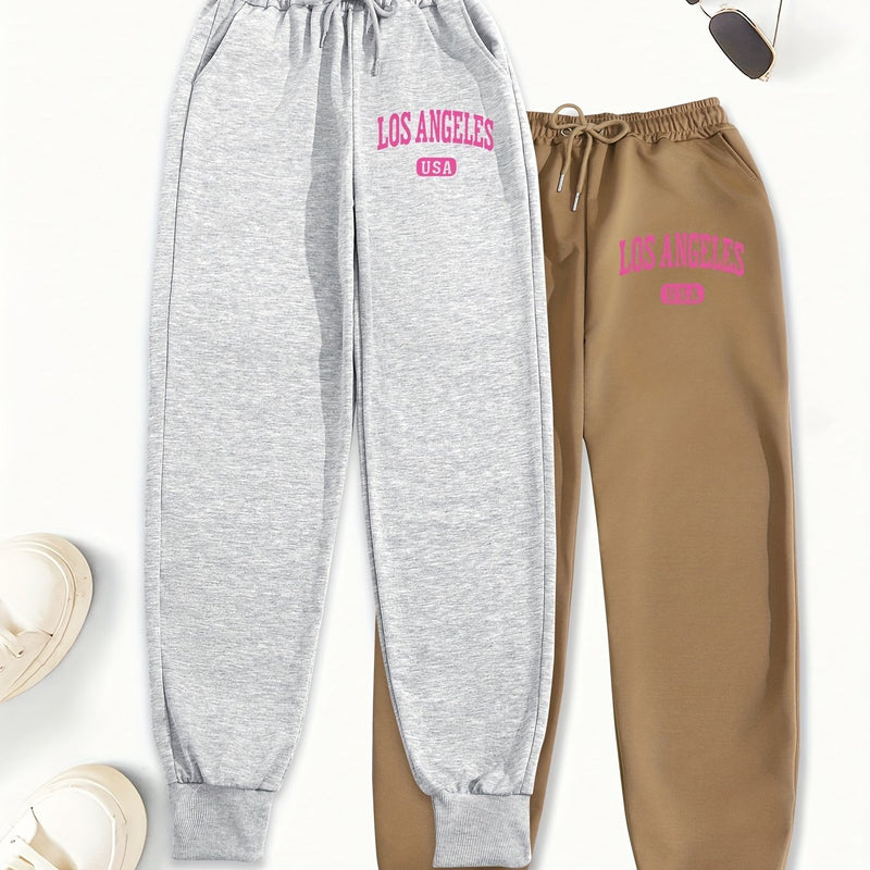 Women's Two-Piece Outfit Featuring Pants with a Letter Print.