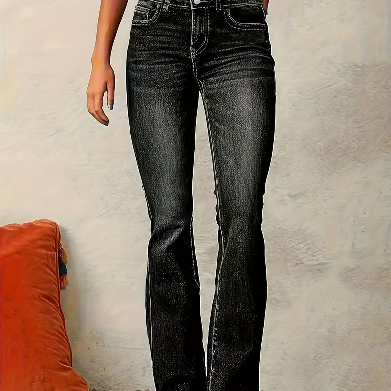 Ladies' Double-Button Casual Jeans.