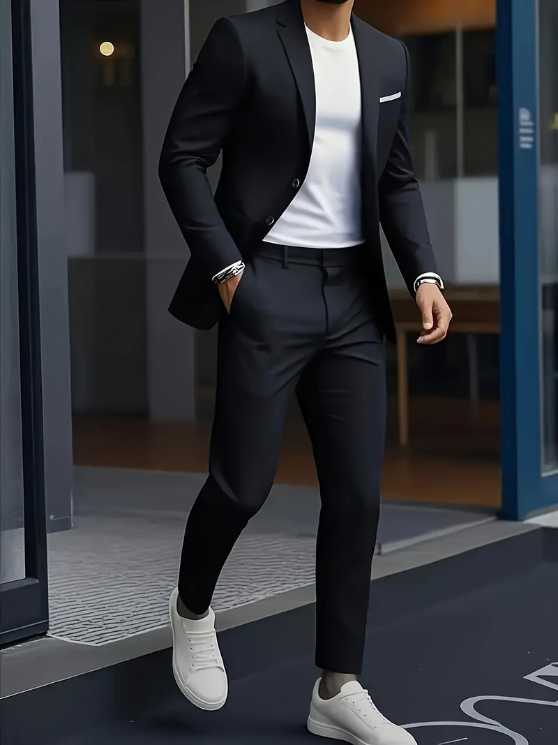 Men'S Premium Two-Piece Suit, Plus-Size Suit Set with Pants.