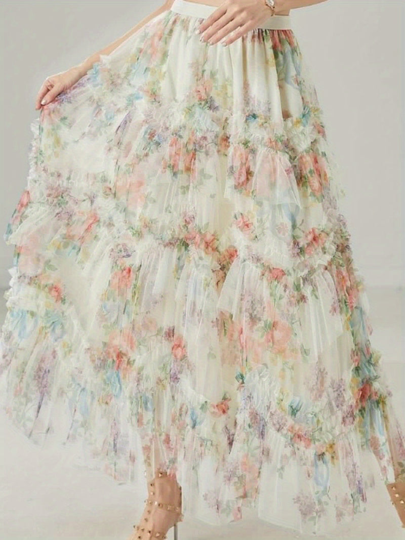 Women’s Elegant Plus-Size Layered Tulle Skirt.