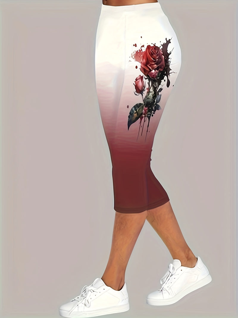 Women’s Off-Shoulder Top with Butterfly Print And Three-Quarter Pants.