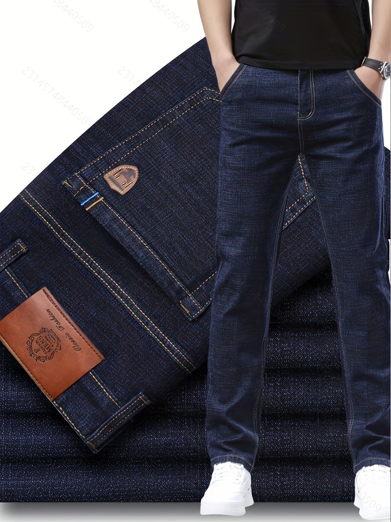 Men's Blue Business Casual Stretch Comfortable Jeans.