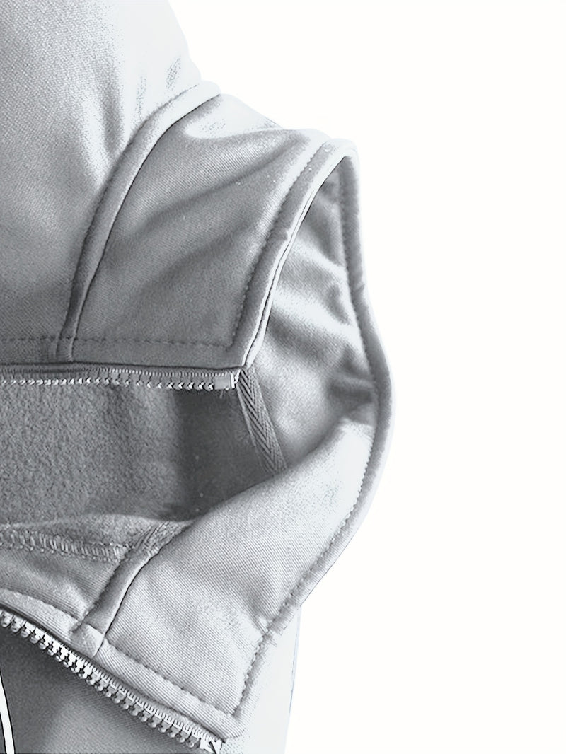 Men's Tracksuits 2pcs Set - Stand Collar Ribbed Hem Sportswear.